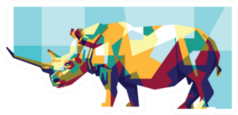 Colorfully Strong Rhino Sticker