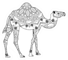 Coloring Book Page Camel Illustration Sticker