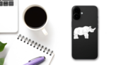 Coloring Book Rhino Sticker on a Phone (New) example