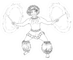 Coloring Book With Handsome Male Hula Dancer Sticker