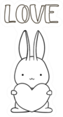 Coloring Pages, Bunny With Heart Sticker