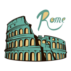 Colosseum In Italy Icon Cartoon Style Sticker