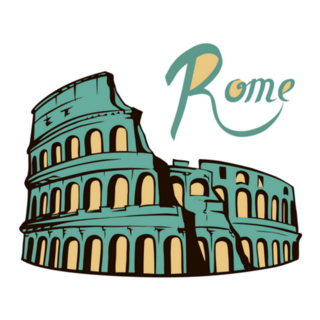 Colosseum In Italy Icon Cartoon Style Sticker