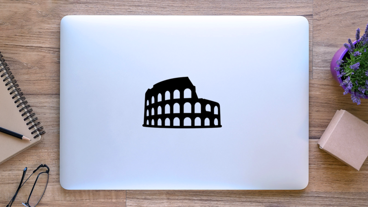 Colosseum Silhouette Sticker on a Laptop (New) example