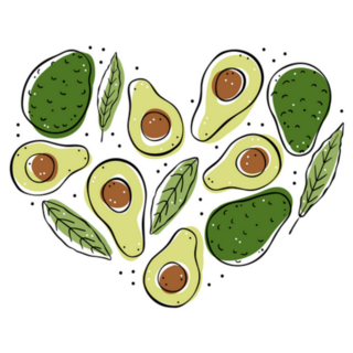 Colourful Avocados In The Shape Of A Heart Sticker