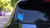 Colourful Blue Gradient Kenya Map Sticker on a Rear Car Window (New) example