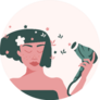 Colourful Flat Illustration Girl With Hair Dryer Sparkle Sticker
