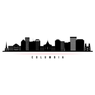 Columbia Skyline Horizontal Banner Red Stripe Sticker