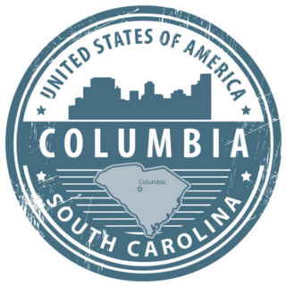 Columbia, South Carolina With Skyline And Map Sticker
