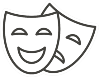 Comedy And Tragedy Line Theater Masks Sticker