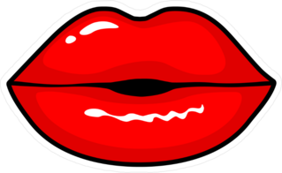 Comic Glossy Lips Kiss Sticker