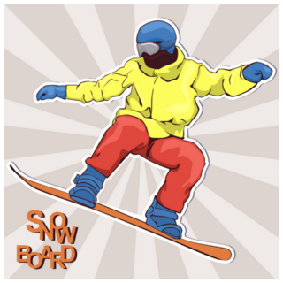 Comic Style Illustration Of Snowboard Sticker