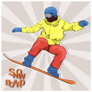 Comic Style Illustration Of Snowboard Sticker