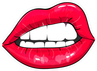 Comic Style Pink Sexy Lips Sticker