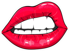 Comic Style Pink Sexy Lips Sticker