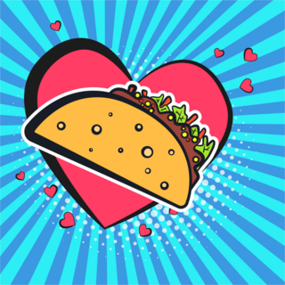 Comic Style Taco Love Sticker