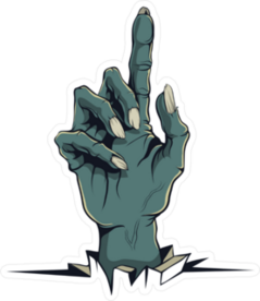 Comic Zombie Hand With Pointing Finger Sticker