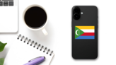 Comoros Flag Sticker on a Phone (New) example