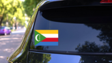 Comoros Flag Sticker on a Rear Car Window (New) example