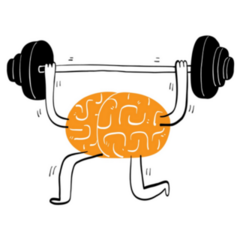 Conceptual Brain Lifting A Barbell For Exercise Sticker