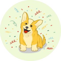 Confetti Corgi Sticker