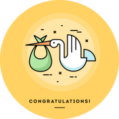 Congratulations Stork On Yellow Sticker