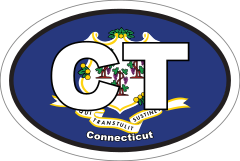 Connecticut Ct State Flag Oval Sticker