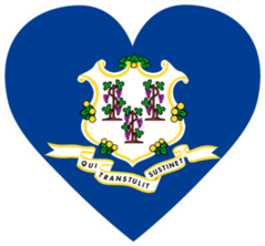 Connecticut Flag Heart Sticker
