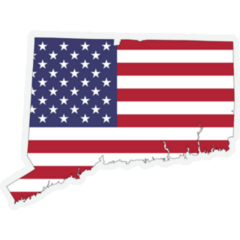 Connecticut Map On American Flag Sticker