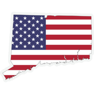 Connecticut Map On American Flag Sticker