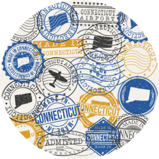 Connecticut, Usa Set Of Stamps Sticker