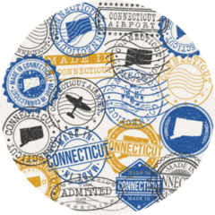 Connecticut, Usa Set Of Stamps Sticker