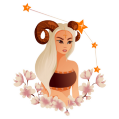 Constellation Aries Girl With Flowers Horoscope Sticker