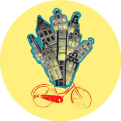 Contemporary Art Collage Amsterdam Buildings On Bike Sticker