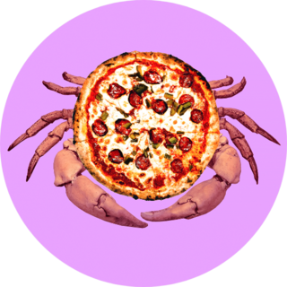 Contemporary Art Collage Pizza Crabs Sticker