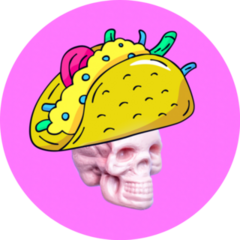 Contemporary Art Collage Tacos Skull Pink Sticker