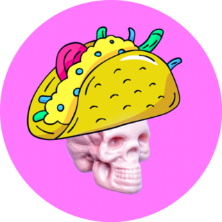 Contemporary Art Collage Tacos Skull Pink Sticker