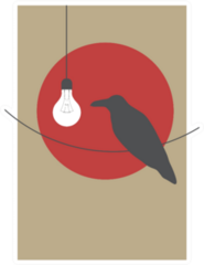 Contemporary Art Poster Crow And LIghtbulb Sticker