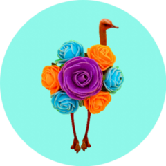Contemporary Collage Art Ostrich Rose Sticker