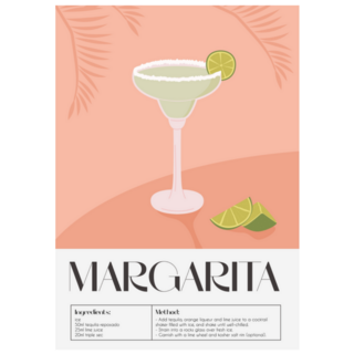 Contemporary Poster Of Margarita Cocktail With Lime Sticker