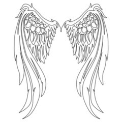 Continuous Drawing Angel Wings Sticker