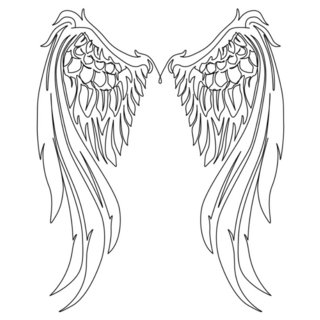 Continuous Drawing Angel Wings Sticker