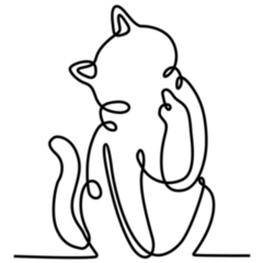 Continuous Drawing Cat Middle Finger Sticker