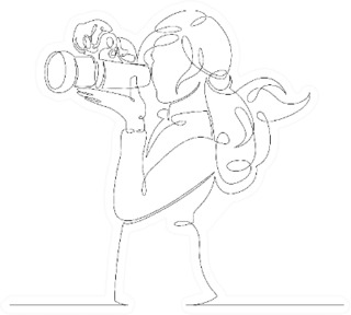 Continuous Drawing Girl Is Shooting On A Photo Camera Sticker