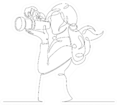 Continuous Drawing Girl Is Shooting On A Photo Camera Sticker