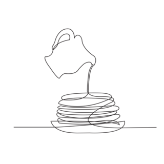 Continuous Drawn Line Of Pancakes Canadian Syrup Sticker