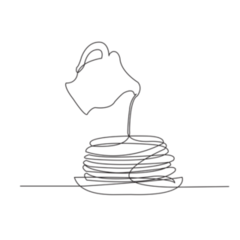 Continuous Drawn Line Of Pancakes Canadian Syrup Sticker