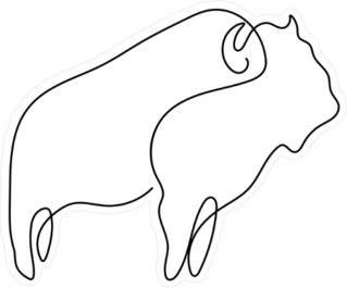 Continuous Line Art Buffalo Sticker