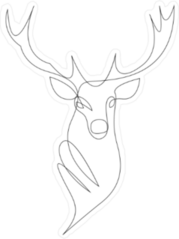Continuous Line Art Deer Head Sticker