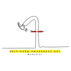 Continuous Line Art Self Harm Awareness Day Sticker